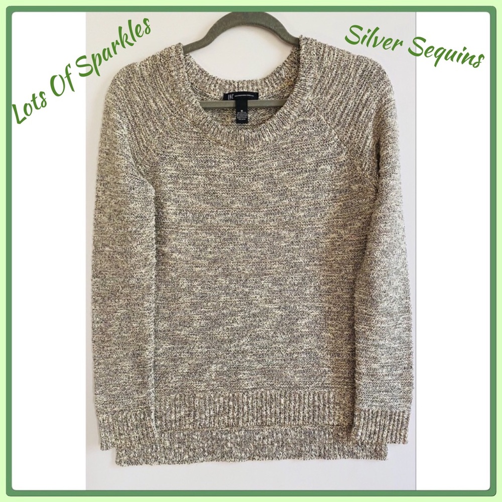 Sparkling INC International Concepts Tan Sequin Glitter Sweater Size Medium